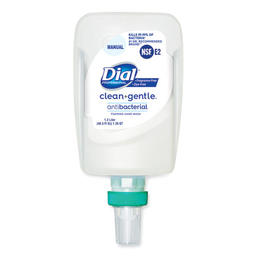 Clean+Gentle Antibacterial Foaming Hand Wash Refill for FIT Manual Dispenser, Fragrance Free, 1.2 L, 3/Carton
