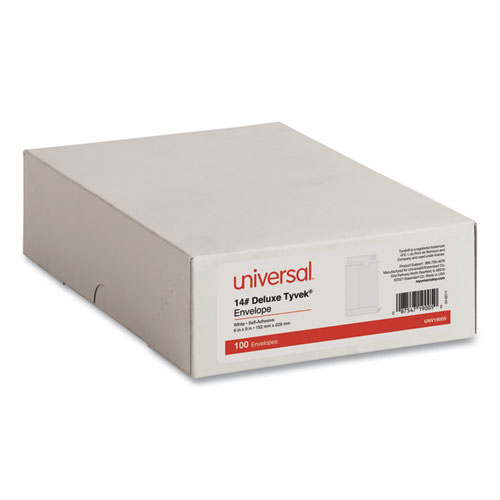 Image of Universal® Deluxe Tyvek Envelopes, #1, Square Flap, Self-Adhesive Closure, 6 X 9, White, 100/Box
