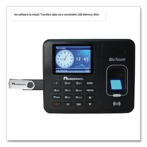 Image of Acroprint® Biotouch Time Clock And Badges Bundle, 10,000 Employees, Black