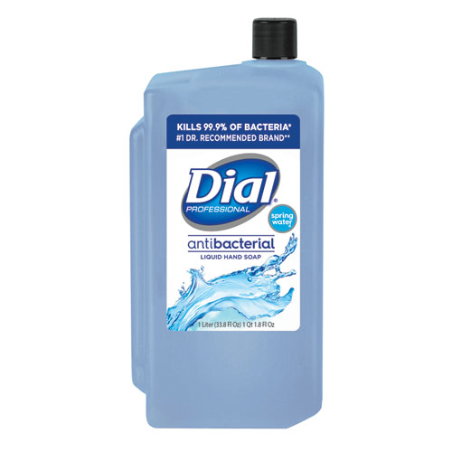 Antibacterial Liquid Hand Soap Refill for 1 L Liquid Dispenser, Spring Water, 1 L, 8/Carton