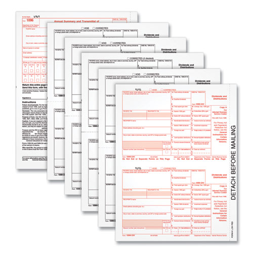 Tops™ 1099-Div Tax Forms For Inkjet/Laser Printers, Fiscal Year: 2022, Five-Part Carbonless, 8 X 5.5, 2 Forms/Sheet, 24 Forms Total