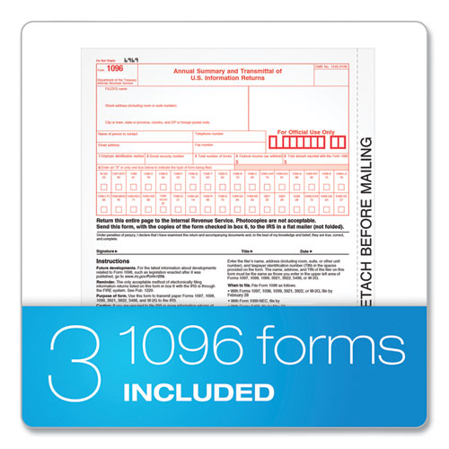 Image of Tops™ Five-Part 1099-Nec Tax Forms, Fiscal Year: 2022, Five-Part Carbonless, 8.5 X 3.5, 3 Forms/Sheet, 50 Forms Total