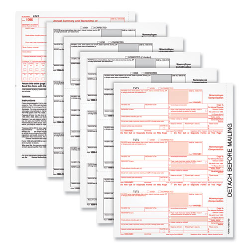 Tops™ Five-Part 1099-Nec Tax Forms, Fiscal Year: 2022, Five-Part Carbonless, 8.5 X 3.5, 3 Forms/Sheet, 50 Forms Total