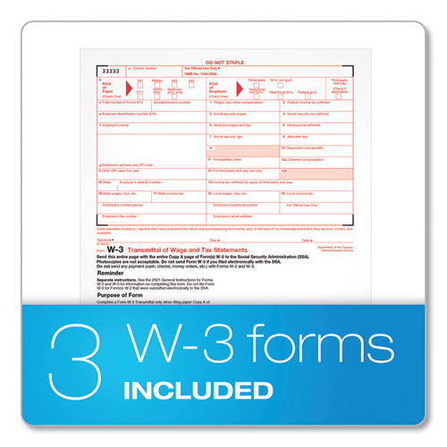 Image of Tops™ W-2 Tax Form For Inkjet/Laser Printers, Fiscal Year: 2022, Four-Part Carbonless, 8.5 X 5.5, 2 Forms/Sheet, 50 Forms Total