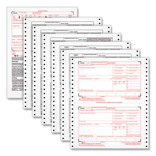 W-2 Tax Form for Dot Matrix Printers, Fiscal Year: 2022, Six-Part Carbonless, 5.5 x 8.5, 2 Forms/Sheet, 24 Forms Total