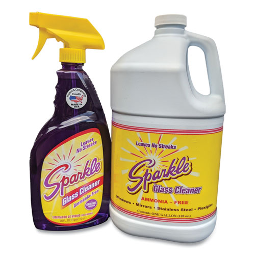 Sparkle Glass Cleaner, One Trigger Bottle and One gal Refill