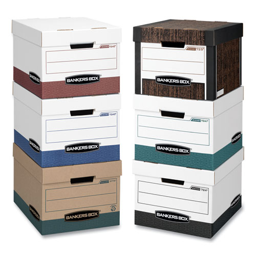 R-KIVE Heavy-Duty Storage Boxes, Letter/Legal Files, 12.75" x 16.5" x 10.38", White/Green, 12/Carton