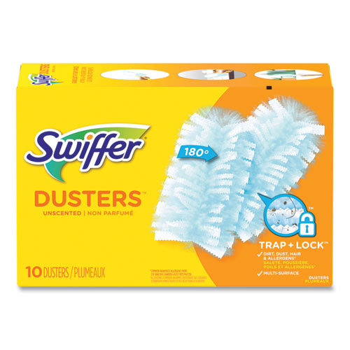 Swiffer® Dusters Refill, Dust Lock Fiber, Unscented, Light Blue, 10/Box