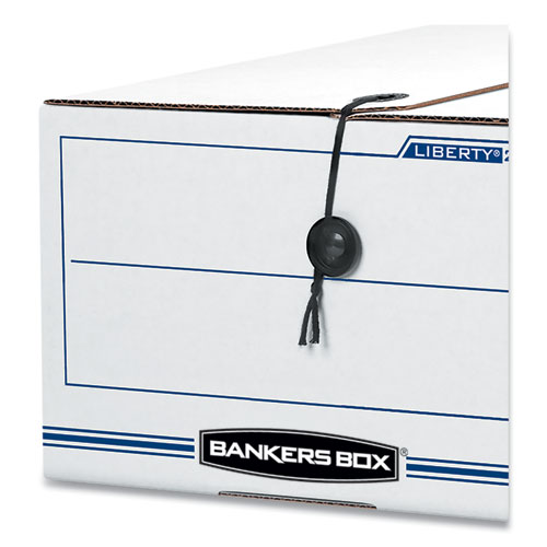 Image of Bankers Box® Liberty Plus Heavy-Duty Strength Storage Boxes, Legal Files, 15.25" X 24.13" X 10.75", White/Blue, 12/Carton