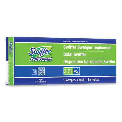 Image of Swiffer® Sweeper Mop, 10 X 4.8 White Cloth Head, 46" Green/Silver Aluminum/Plastic Handle, 3/Carton