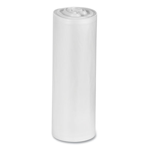 Image of Boardwalk® Recycled Low-Density Polyethylene Can Liners For Slim Jim Containers, 23Gal, 1Mil, 28" X 45", Clear,15 Bags/Roll, 10 Rolls/Ct