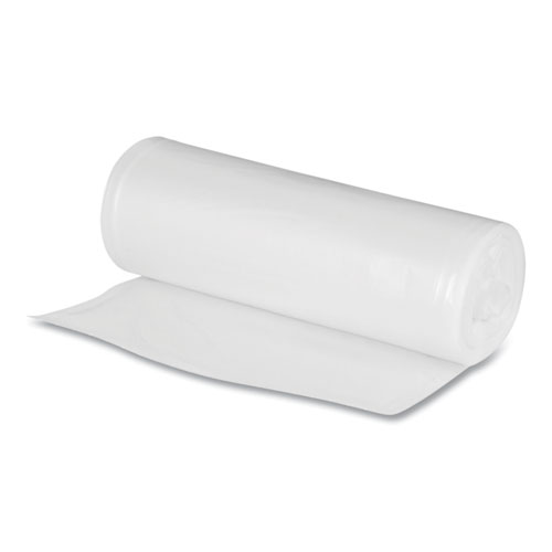 Image of Boardwalk® Recycled Low-Density Polyethylene Can Liners For Slim Jim Containers, 23Gal, 1Mil, 28" X 45", Clear,15 Bags/Roll, 10 Rolls/Ct