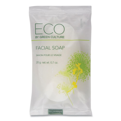 Eco By Green Culture Facial Soap Bar, Clean Scent, 0.71 Oz Pack, 500/Carton