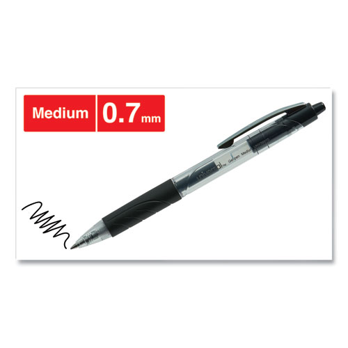 Image of Universal™ Comfort Grip Gel Pen, Retractable, Medium 0.7 Mm, Black Ink, Clear/Black Barrel, 36/Pack