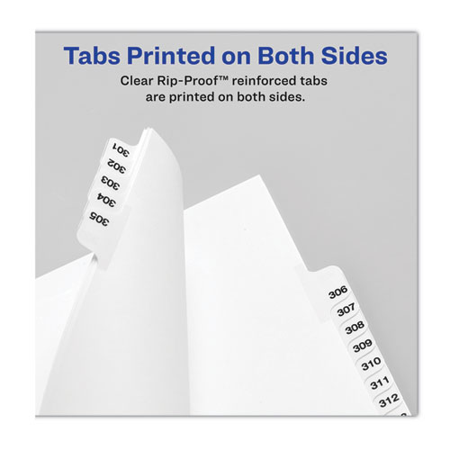 Preprinted Legal Exhibit Side Tab Index Dividers, Avery Style, 10-Tab, 22, 11 x 8.5, White, 25/Pack, (1022)