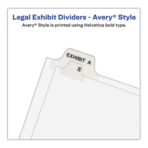 Preprinted Legal Exhibit Side Tab Index Dividers, Avery Style, 10-Tab, 28, 11 x 8.5, White, 25/Pack, (1028)