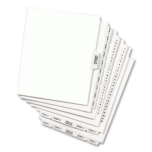 Preprinted Legal Exhibit Side Tab Index Dividers, Avery Style, 10-Tab, 74, 11 x 8.5, White, 25/Pack, (1074)
