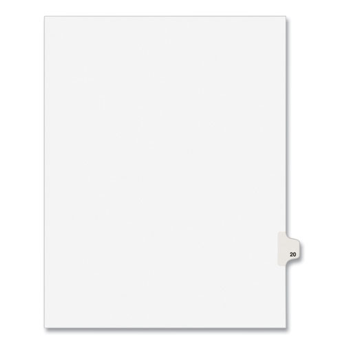 Preprinted Legal Exhibit Side Tab Index Dividers, Avery Style, 10-Tab, 20, 11 x 8.5, White, 25/Pack, (1020)