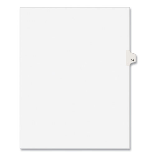 Preprinted Legal Exhibit Side Tab Index Dividers, Avery Style, 10-Tab, 34, 11 x 8.5, White, 25/Pack, (1034)