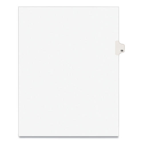Preprinted Legal Exhibit Side Tab Index Dividers, Avery Style, 10-Tab, 58, 11 x 8.5, White, 25/Pack, (1058)