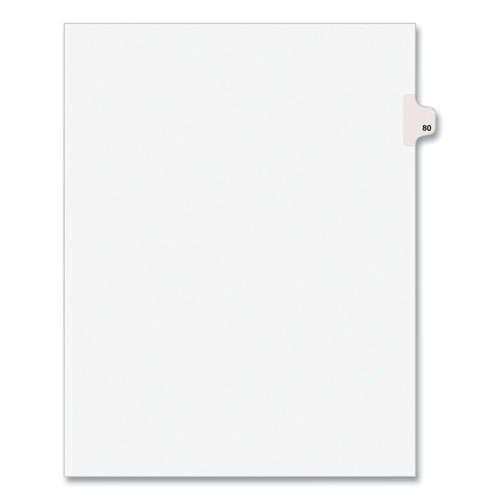 Preprinted Legal Exhibit Side Tab Index Dividers, Avery Style, 10-Tab, 80, 11 x 8.5, White, 25/Pack, (1080)