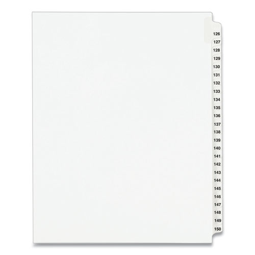 Preprinted Legal Exhibit Side Tab Index Dividers, Avery Style, 25-Tab, 126 to 150, 11 x 8.5, White, 1 Set, (1335)