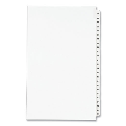 Preprinted Legal Exhibit Side Tab Index Dividers, Avery Style, 25-Tab, 26 to 50, 14 x 8.5, White, 1 Set, (1431)