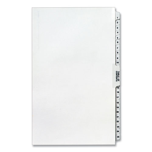 Image of Avery® Preprinted Legal Exhibit Side Tab Index Dividers, Avery Style, 26-Tab, 1 To 25, 14 X 8.5, White, 1 Set