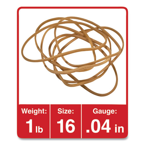 Rubber Bands, Size 16, 0.04" Gauge, Beige, 1 lb Box, 1,900/Pack