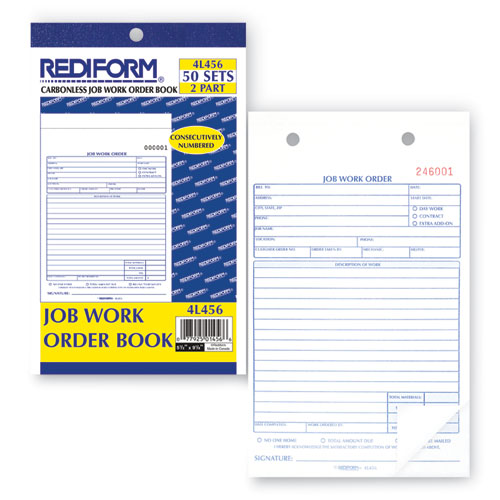 Job Work Order Book, Two-Part Carbonless, 5.5 x 8.5, 50 Forms Total