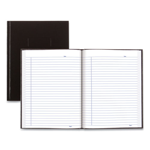 Business Notebook with Self-Adhesive Labels, 1-Subject, Medium/College Rule, Black Cover, (192) 9.25 x 7.25 Sheets