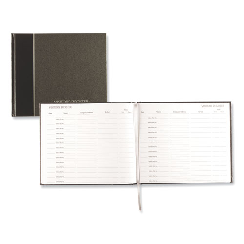 Hardcover Visitor Register Book, Black Cover, 9.78 x 8.5 Sheets, 128 Sheets/Book