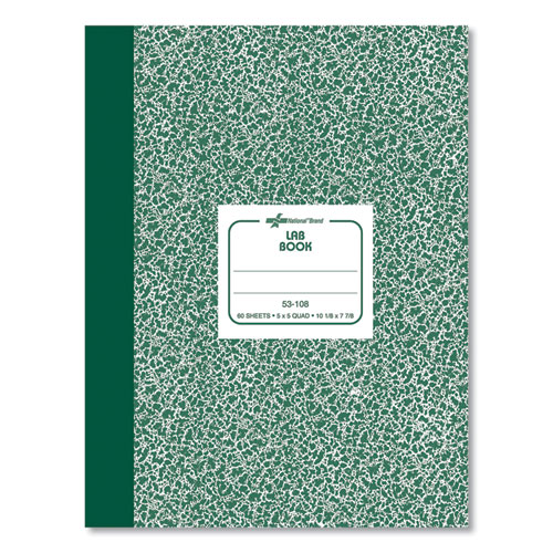 National® Composition Lab Notebook, Quadrille Rule, Green Cover, (60) 10.13 X 7.88 Sheets