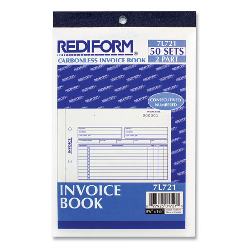 Image of Rediform® Invoice Book, Two-Part Carbonless, 5.5 X 7.88, 50 Forms Total