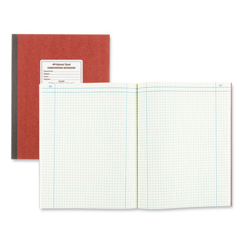 Computation Notebook, Quadrille Rule (4 sq/in), Brown Cover, (75) 11.75 x 9.25 Sheets
