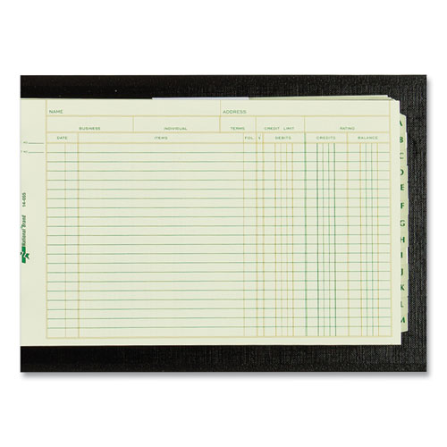 Four-Ring Ledger Binder Kit with A-Z Index, Black Cover, 8.5 x 5 Debit-Credit-Balance Sheets, 100 Sheets/Book