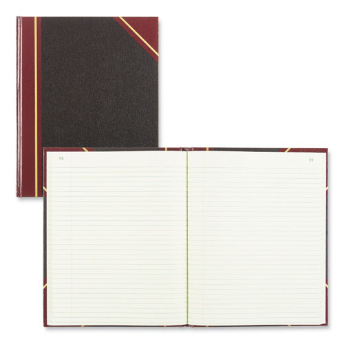 Image of National® Texthide Eye-Ease Record Book, Black/Burgundy/Gold Cover, 10.38 X 8.38 Sheets, 300 Sheets/Book