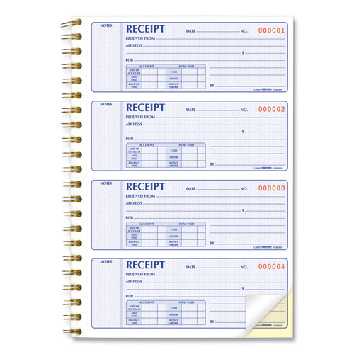 Gold Standard Money Receipt Book, Two-Part Carbonless, 7 x 2.75, 4 Forms/Sheet, 300 Forms Total