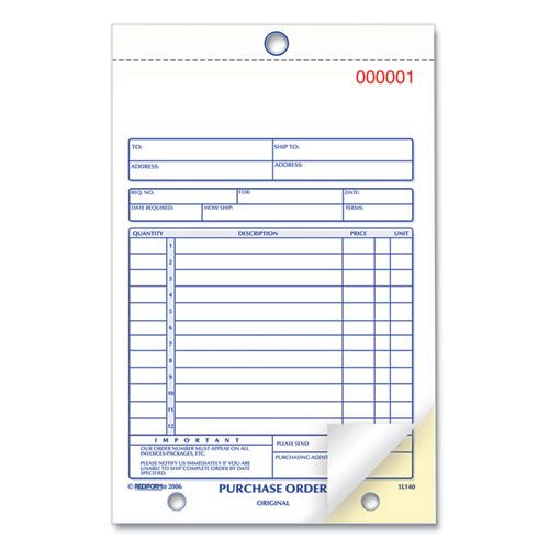 Image of Rediform® Purchase Order Book, 12 Lines, Two-Part Carbonless, 5.5 X 7.88, 50 Forms Total