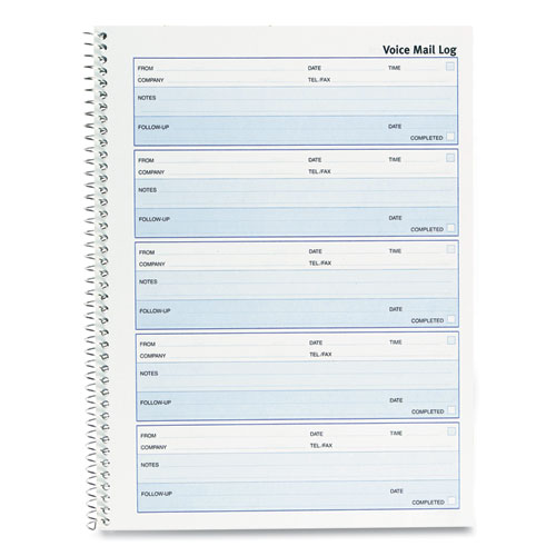 Image of Rediform® Follow-Up Wirebound Voice Mail Log Book, One-Part (No Copies), 7.5 X 2, 5 Forms/Sheet, 500 Forms Total
