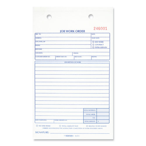 Rediform® Job Work Order Book, Two-Part Carbonless, 5.5 X 8.5, 50 Forms Total