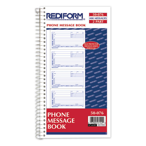 Image of Rediform® Telephone Message Book, Two-Part Carbonless, 5 X 2.75, 4 Forms/Sheet, 400 Forms Total