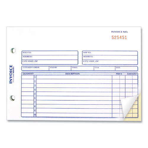 Image of Rediform® Invoice Book, Two-Part Carbonless, 5.5 X 7.88, 50 Forms Total