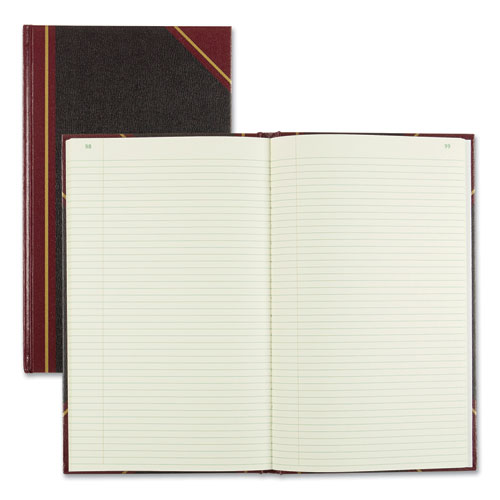 Image of National® Texthide Eye-Ease Record Book, Black/Burgundy/Gold Cover, 14.25 X 8.75 Sheets, 300 Sheets/Book
