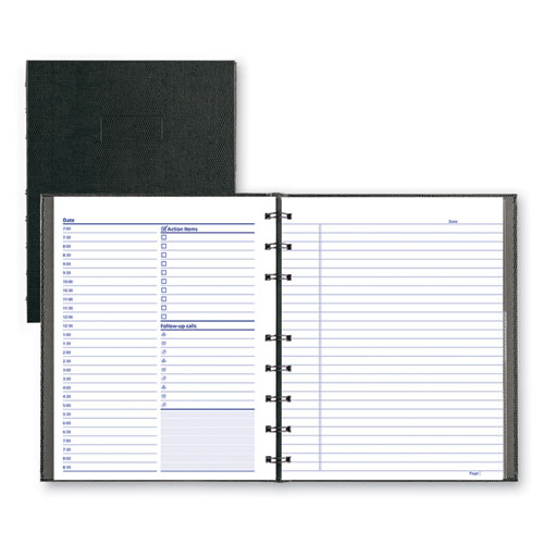 NotePro Undated Daily Planner, 9.25 x 7.25, Black Cover, Undated