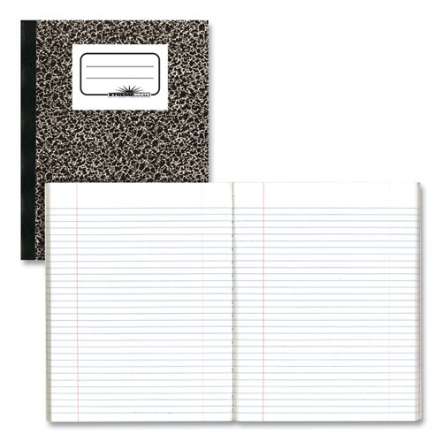 Composition Book, Medium/College Rule, Black Marble Cover, (80) 10 x 7.88 Sheets