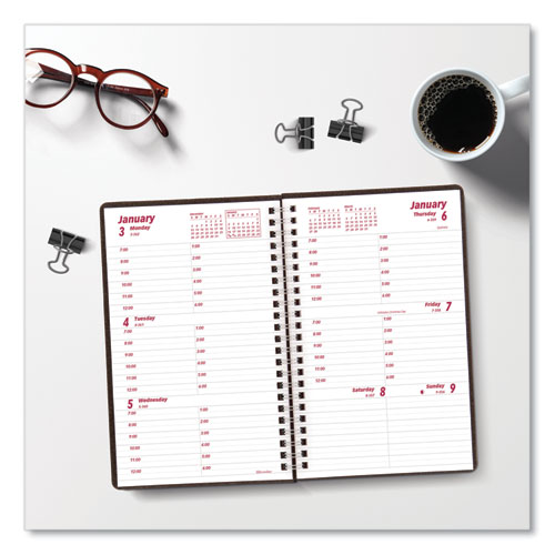 DuraFlex Weekly Planner, 8 x 5, Black Cover, 12-Month (Jan to Dec): 2024