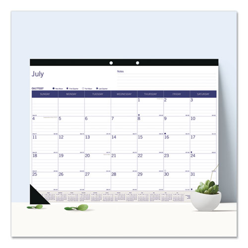 Image of Blueline® Academic Monthly Desk Pad Calendar, 22 X 17, White/Blue/Gray Sheets, Black Binding/Corners, 13-Month (July-July): 2023-2024
