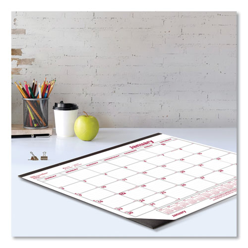 Image of Brownline® Monthly Desk Pad Calendar, 22 X 17, White/Burgundy Sheets, Black Binding, Black Corners, 12-Month (Jan To Dec): 2024