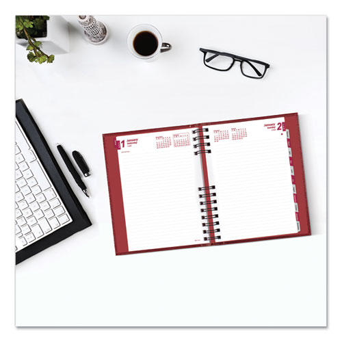 Image of Brownline® Coilpro Ruled Daily Planner, 8.25 X 5.75, Red Cover, 12-Month (Jan To Dec): 2024